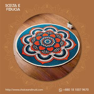 Blue Mandala Jute Rug