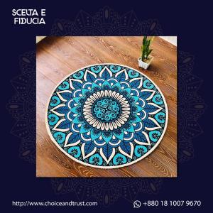 Blue Mandala Jute Rug