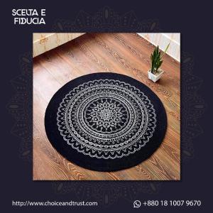 Black Mandala Jute Rug
